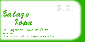 balazs kopa business card